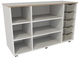 Flex-kast 4B laag B141xD50xH96cm 2 ladenmodules Wit Tangara Groothandel voor kinderrdagverblijf inrichting